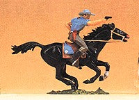 Preiser 54819 G Cowboy Riding on Black Horse Figure