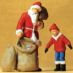 Preiser 65335 O Santa Claus with Child Figures (Set of 2)