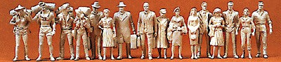 Preiser 65600 O Unpainted Standing Passengers Plastic Figure (Set of 16)
