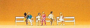 Preiser 79092 N Seated Couples Figures with Benches (Set of 6)