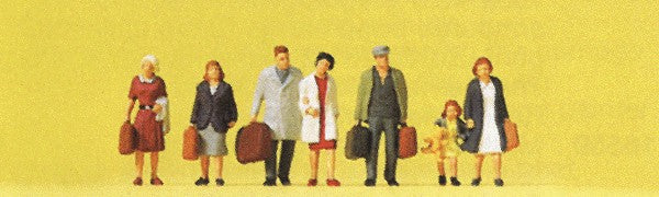 Preiser 79188 N Walking Travelers #1 Figures (Set of 7)