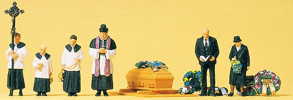 Preiser 79194 N Catholic Funeral Figures with Accessories (Set of 6)