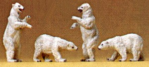 Preiser 79716 N Animals - Polar Bears Figures (Set of 4)