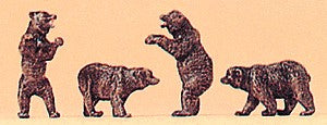 Preiser 79717 N Animals Brown Bear Figures (Set of 4)