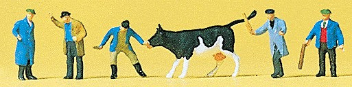Preiser 88544 Z Cattle At Market with Men Figures (Set of 6)