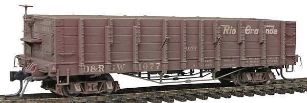Blackstone Models 340410W HOn3 DRGW 1000 Ser. High Side Weathered Gondola #1077