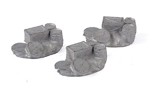 The N Scale Architect 30026 Three Clusters of Barrels Sacks Crate & Wire Reel