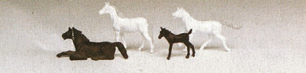 Vollmer 2261 HO Horses (2 White, 1 Black, 1 Black Foul)