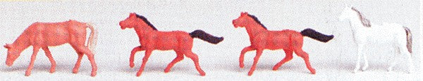 Vollmer 2289 HO Scale Horses (1 White, 2 Brown, 1 Tan)