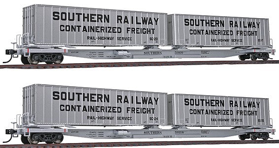 Walthers 932-23928 HO SOU Gold Mark III Flexi-Van Flat w/Trailers (Set of 2)