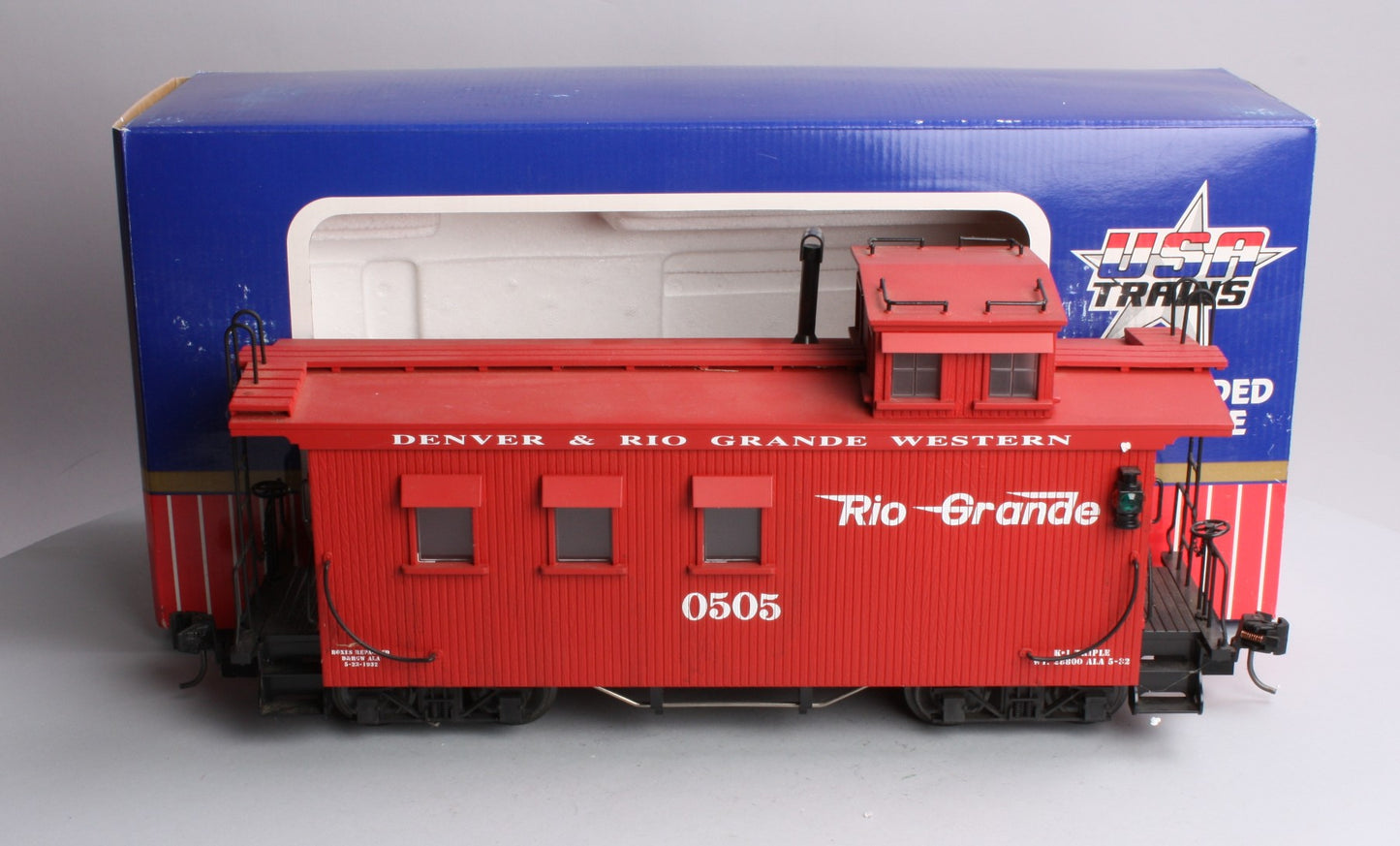 USA Trains R12001 G Scale Denver & Rio Grande Western Woodsided Caboose #0505