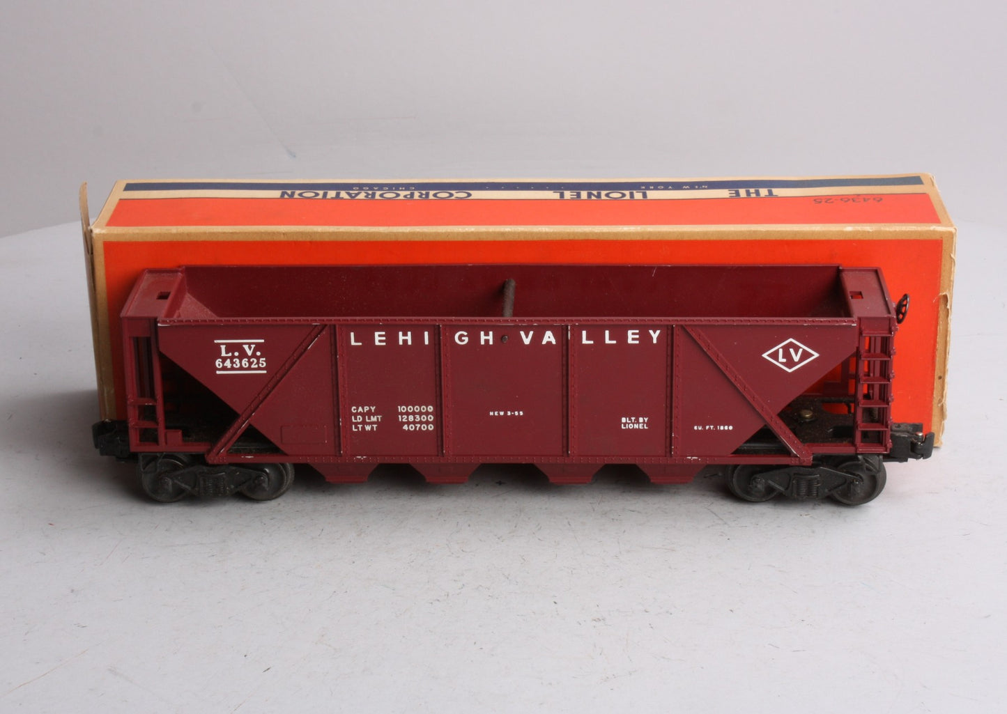 Lionel 6436-25 Vintage O Lehigh Valley Maroon Quad Hopper Car
