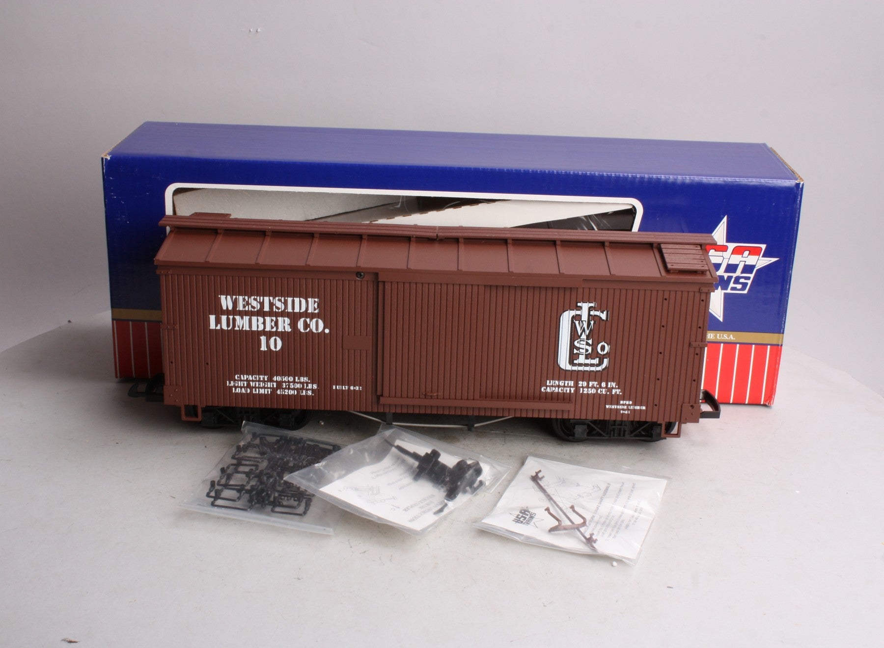 USA Trains 190411 G Westside Lumber Wood Box Car #10