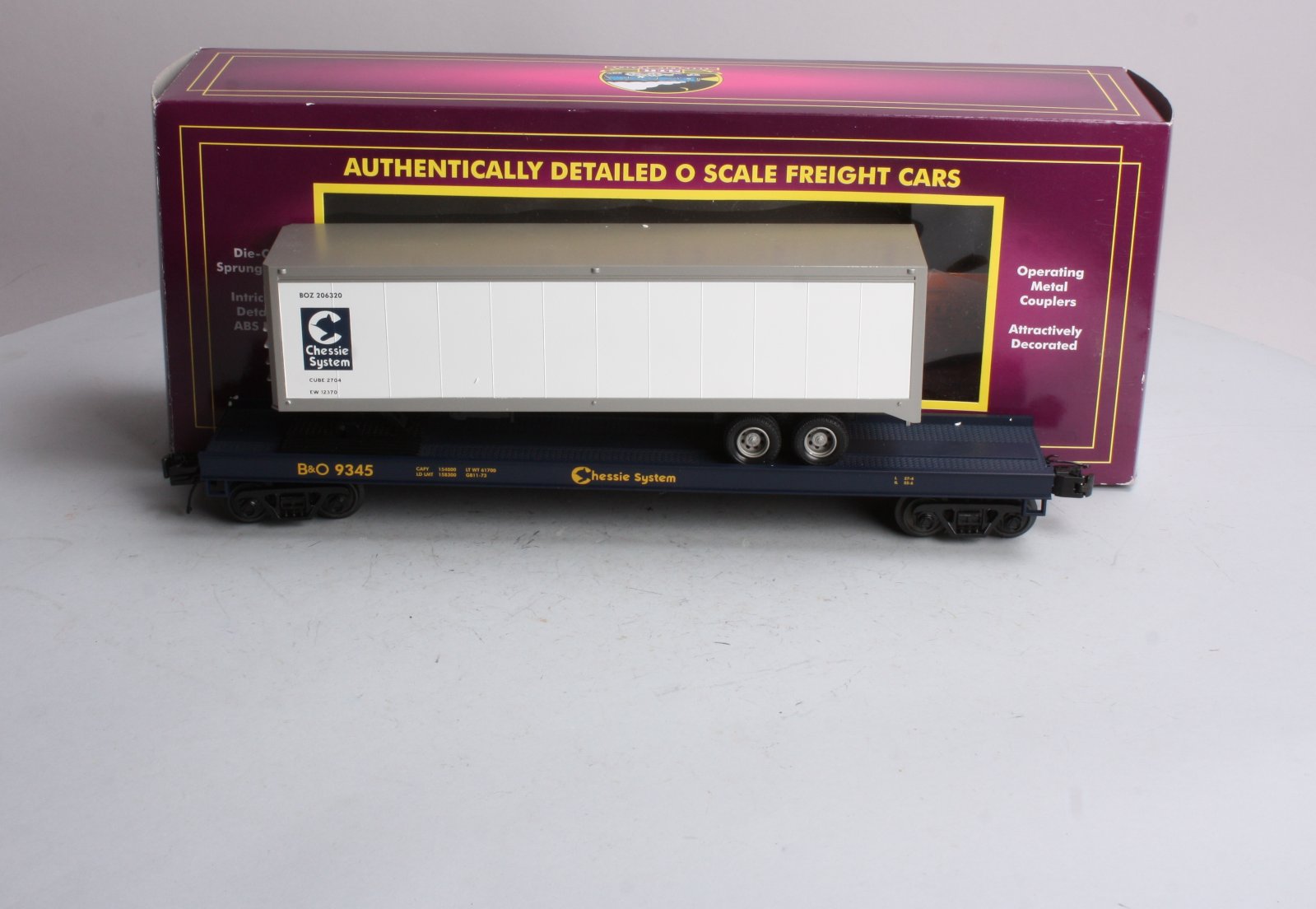MTH 20-98821 O Chessie Flat Car w/ 40' Trailer