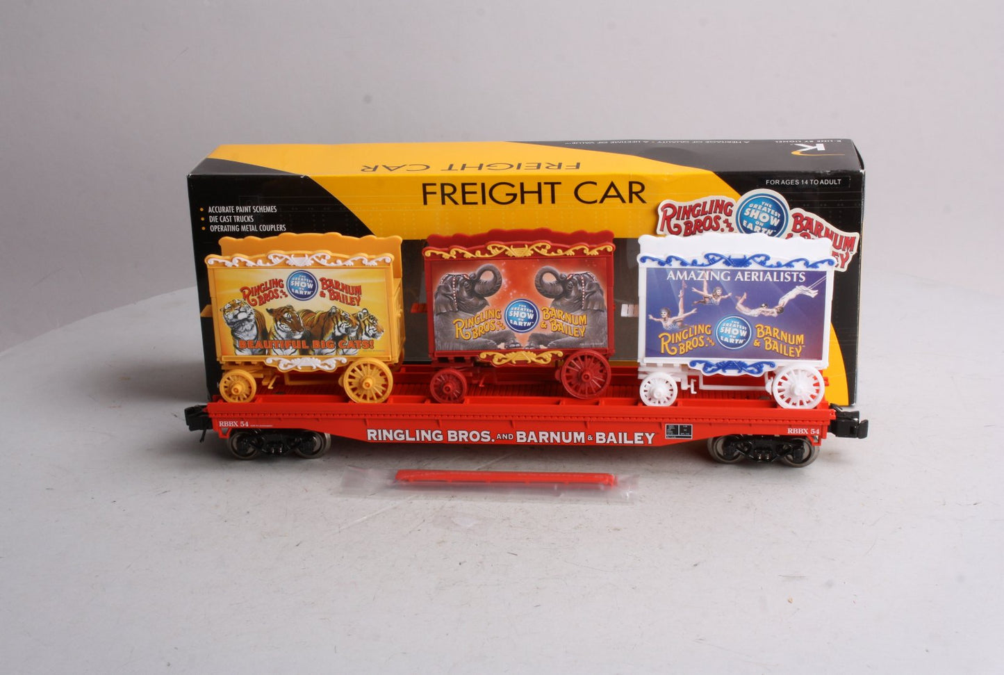K-Line 6-22228 Ringling Brothers Flat Car #54 with 3 Circus Wagons