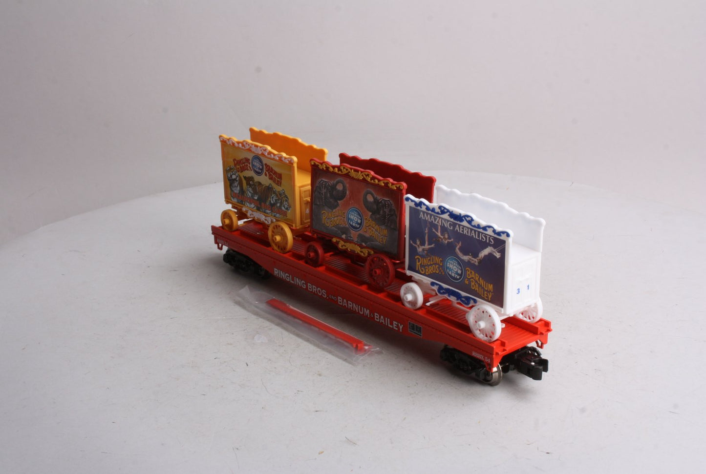 K-Line 6-22228 Ringling Brothers Flat Car #54 with 3 Circus Wagons