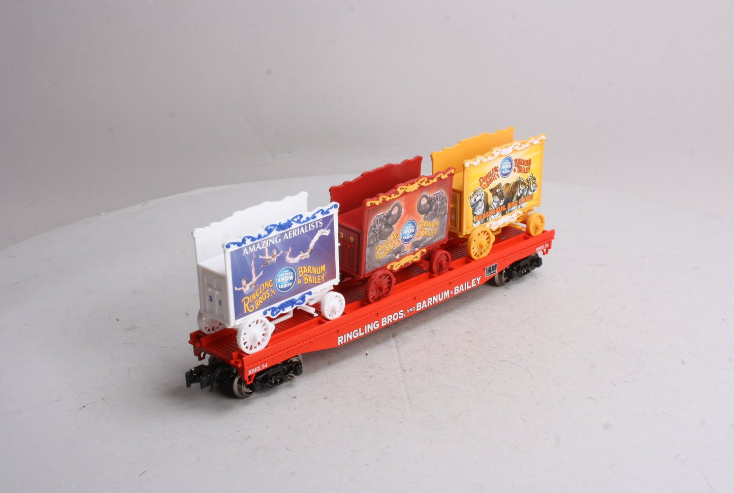 K-Line 6-22228 Ringling Brothers Flat Car #54 with 3 Circus Wagons