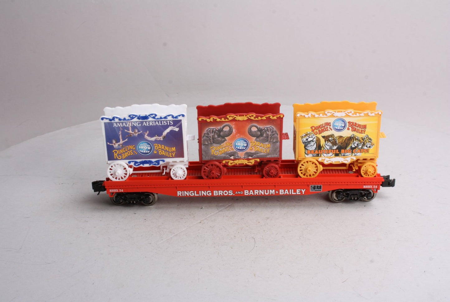 K-Line 6-22228 Ringling Brothers Flat Car #54 with 3 Circus Wagons