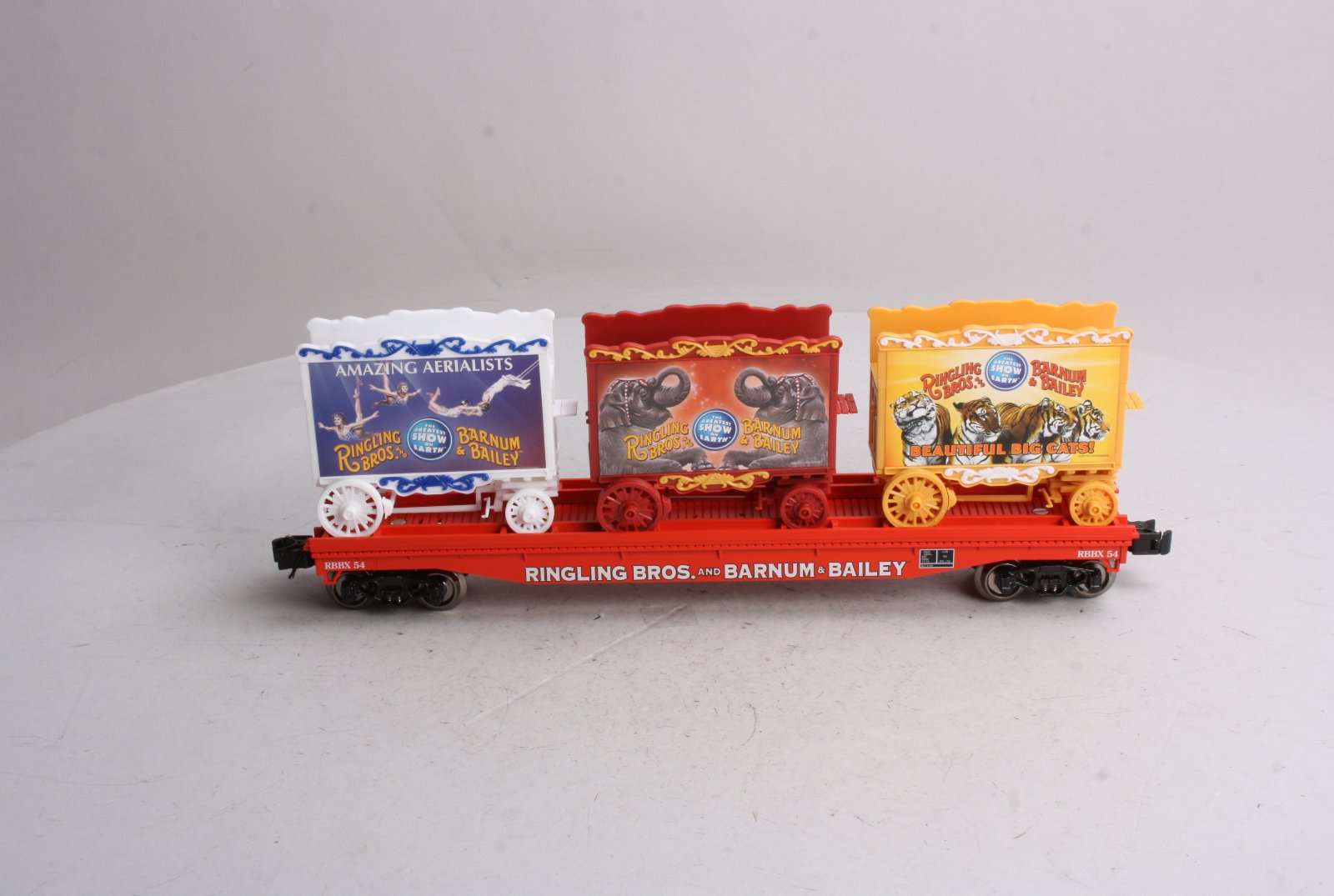 K-Line 6-22228 Ringling Brothers Flat Car #54 with 3 Circus Wagons