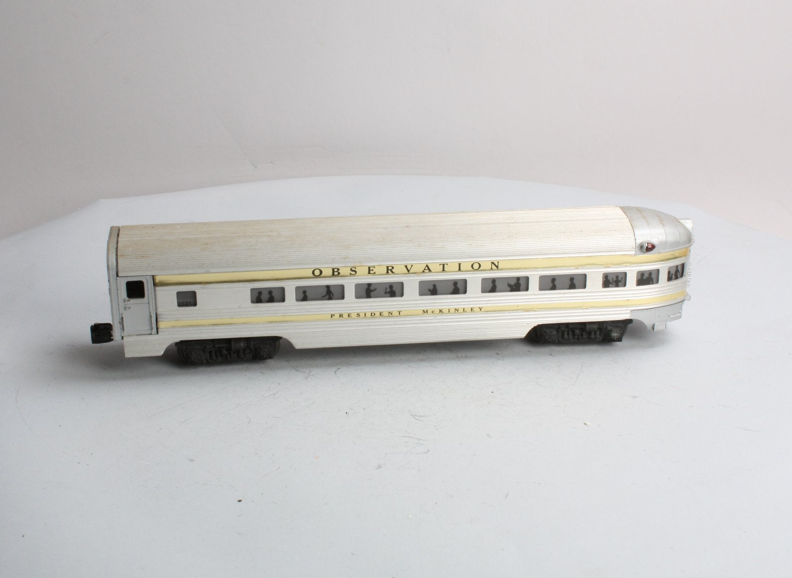 Lionel 2521 Vintage O President McKinley Gold Stripe Aluminum Observation Car