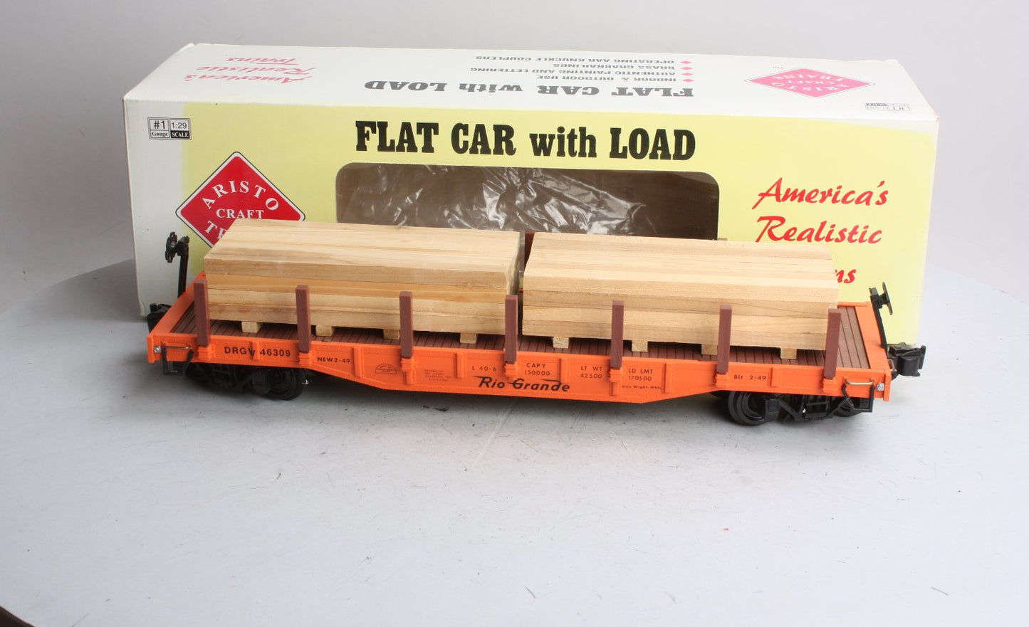 Aristo-Craft 46309 Denver & Rio Grande Flatcar with Load
