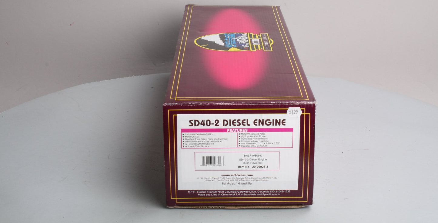 MTH 20-20023-3 BNSF SD40-2 Non-Powered Diesel Engine #8091