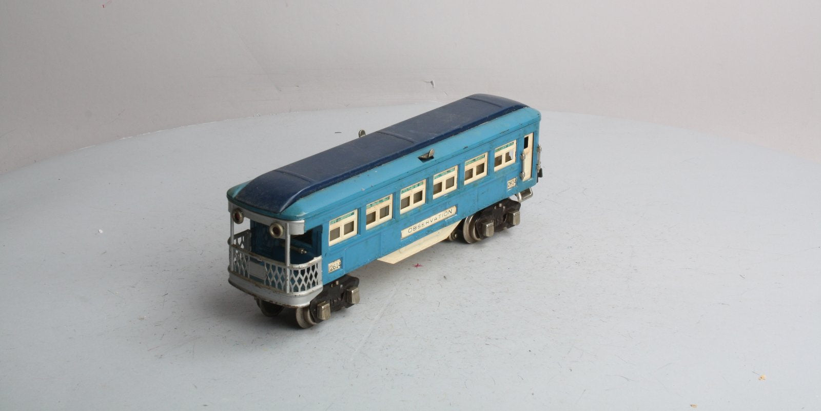 Lionel 2614  Vintage O Prewar Blue Comet Two-Tone Blue Tinplate Observation Car