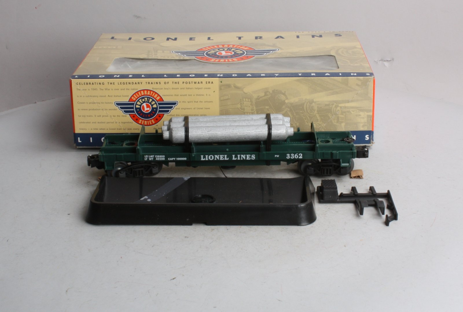 Lionel 6-19878 O Operating Helium Tank Dump Flatcar #3362