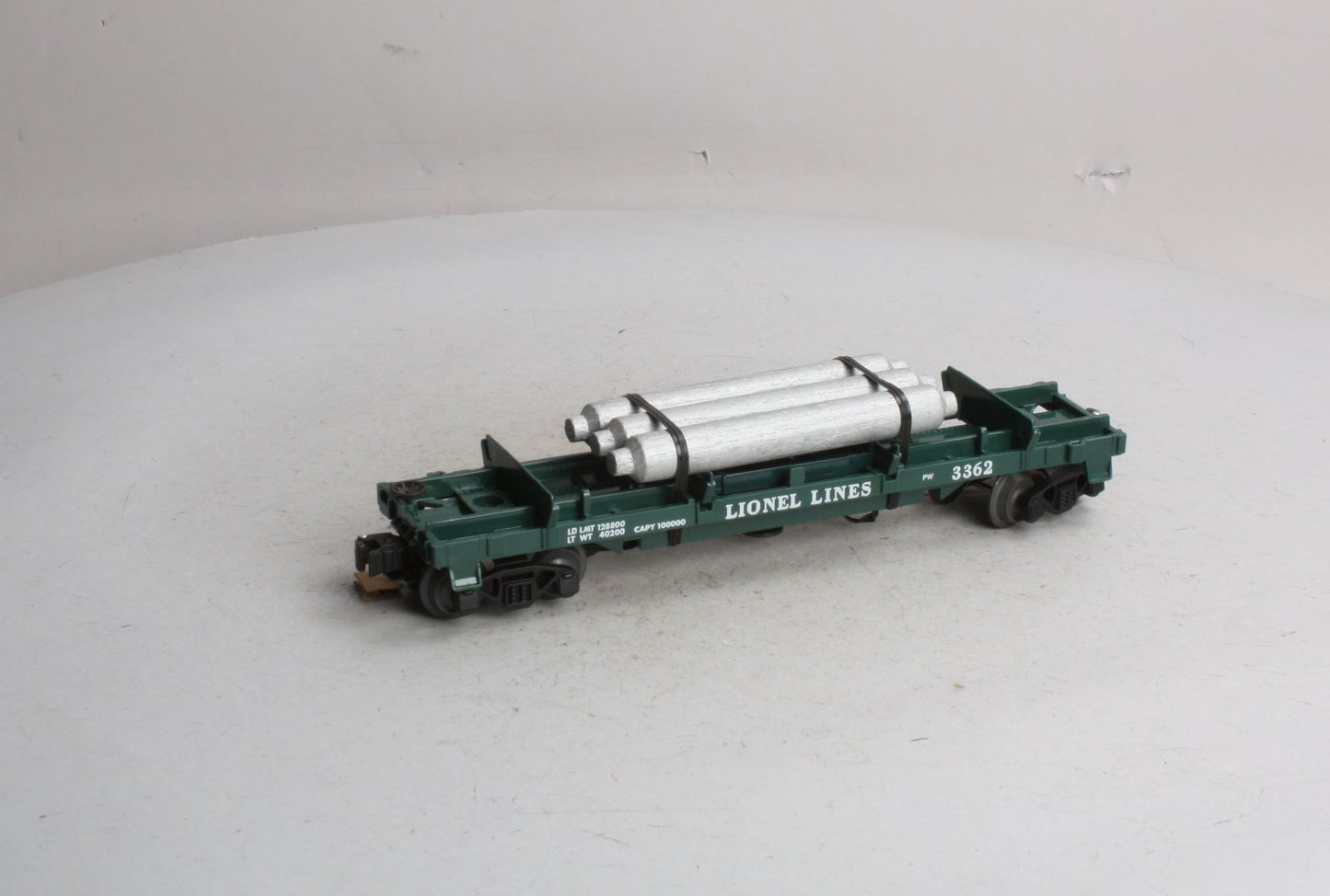 Lionel 6-19878 O Operating Helium Tank Dump Flatcar #3362