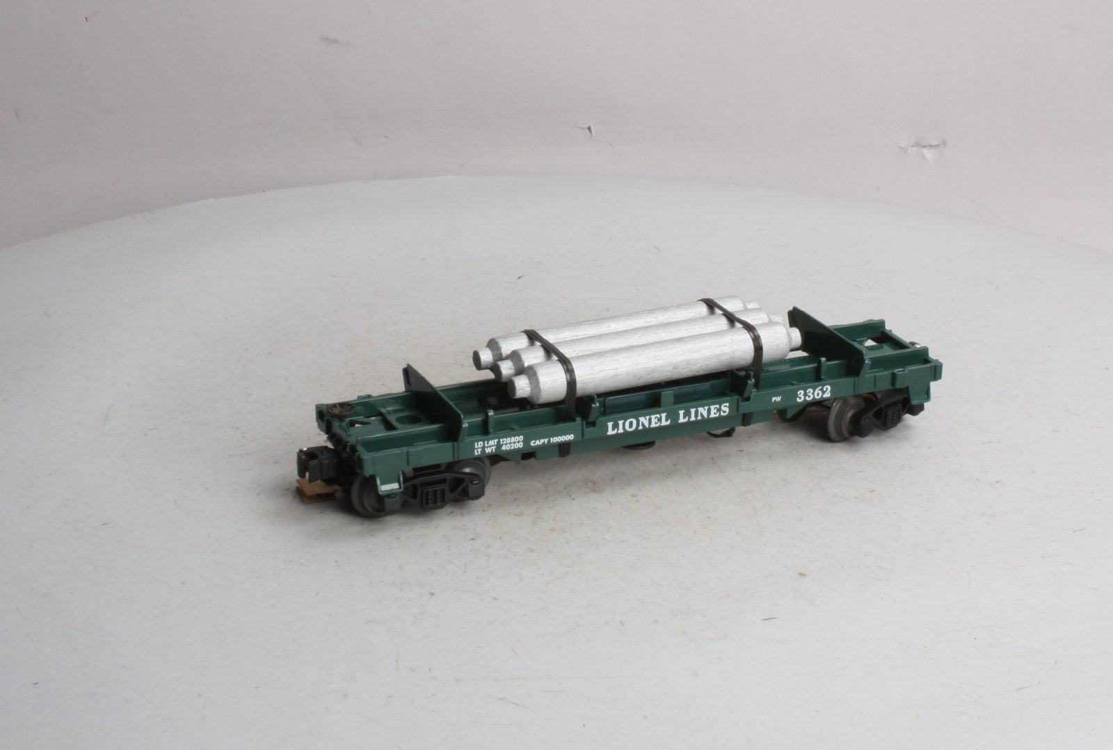 Lionel 6-19878 O Operating Helium Tank Dump Flatcar #3362