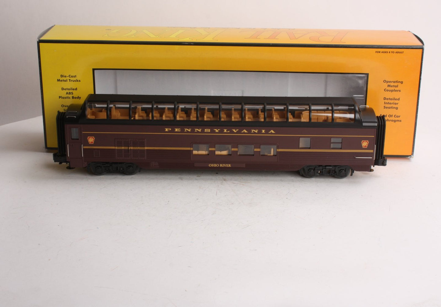 MTH 30-67157 PRR 60' Streamlined Full-Length Vista Dome