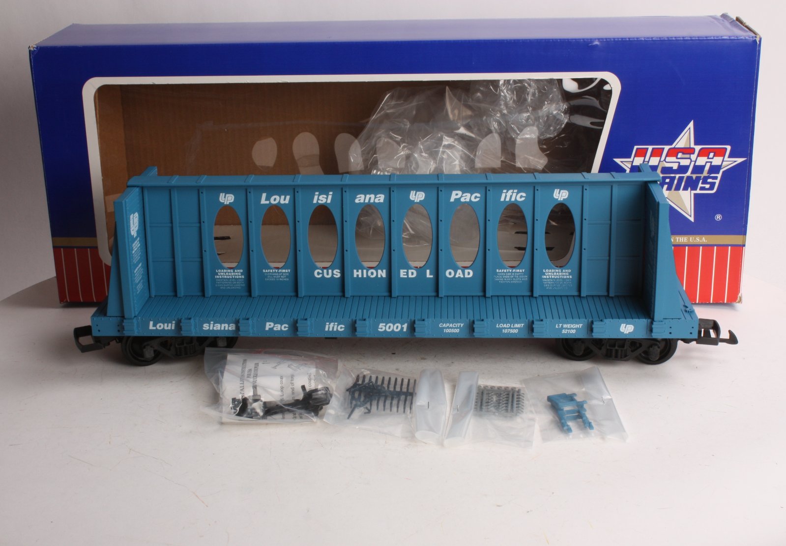 USA Trains R17406 G Blue Louisiana Pacific Centerbeam Flatcar #5001