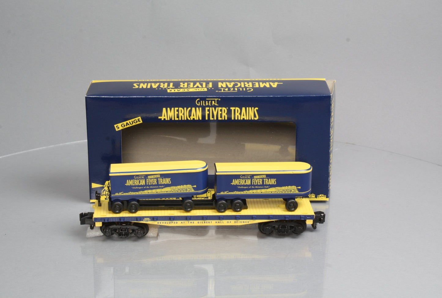 American Flyer 6-48565 S Scale Commemorative Flatcar w/Piggyback Trailers