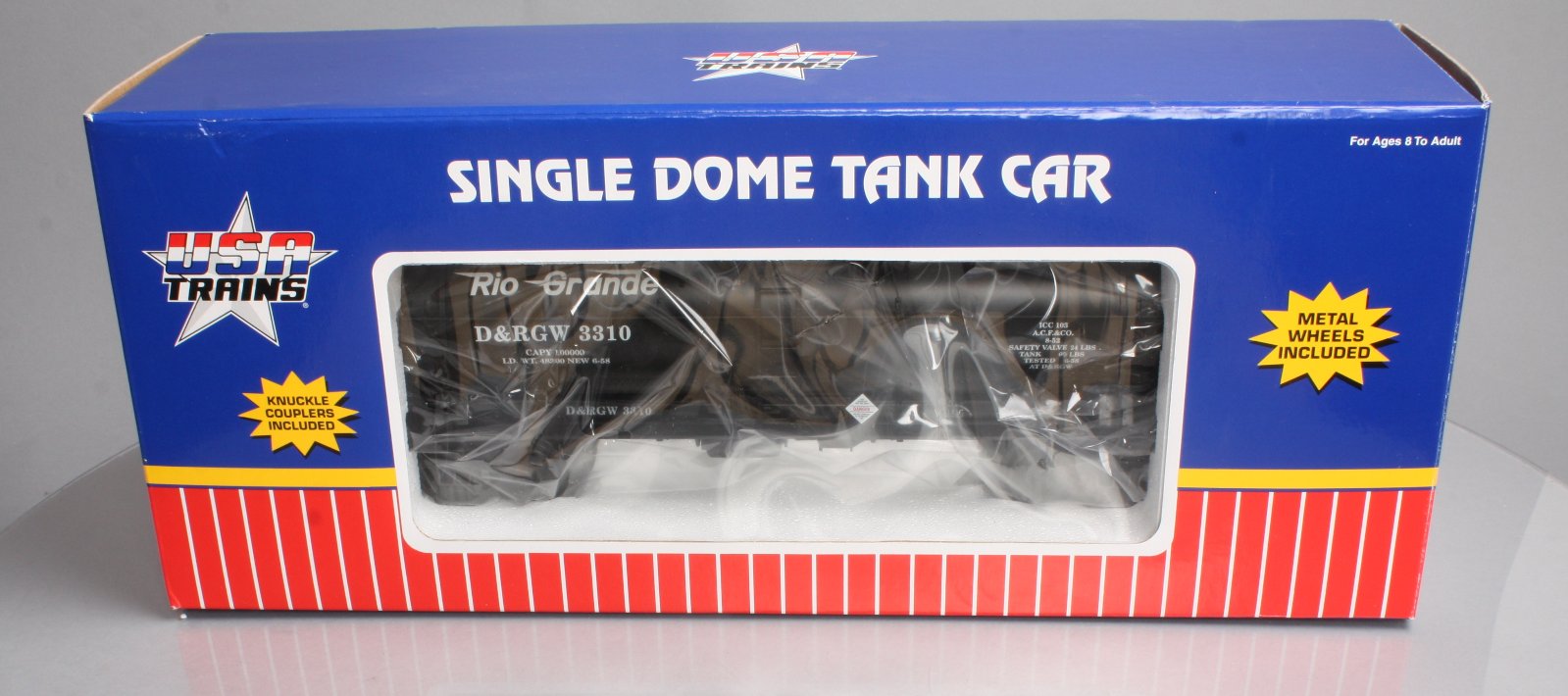 USA Trains 15108 G Denver & Rio Grande 10,000-Gallon Tank Car #3307 Black