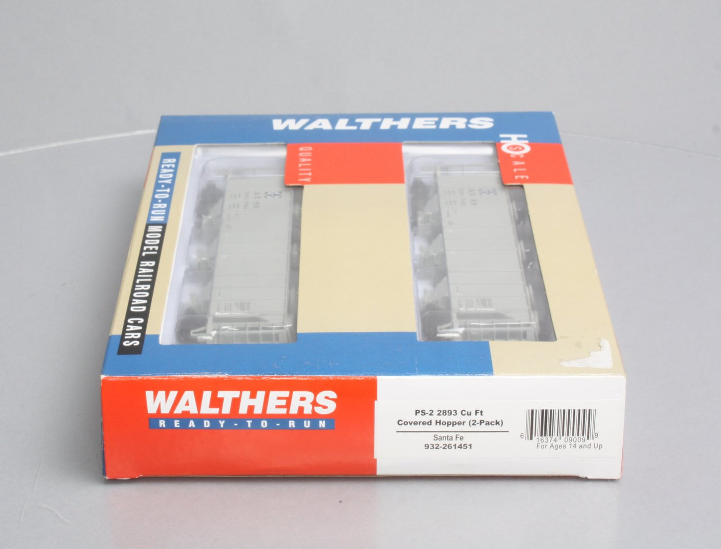 Walthers 932-261451 HO Scale Santa Fe PS-2 2893 Cu Ft Covered Hopper 2-Pack
