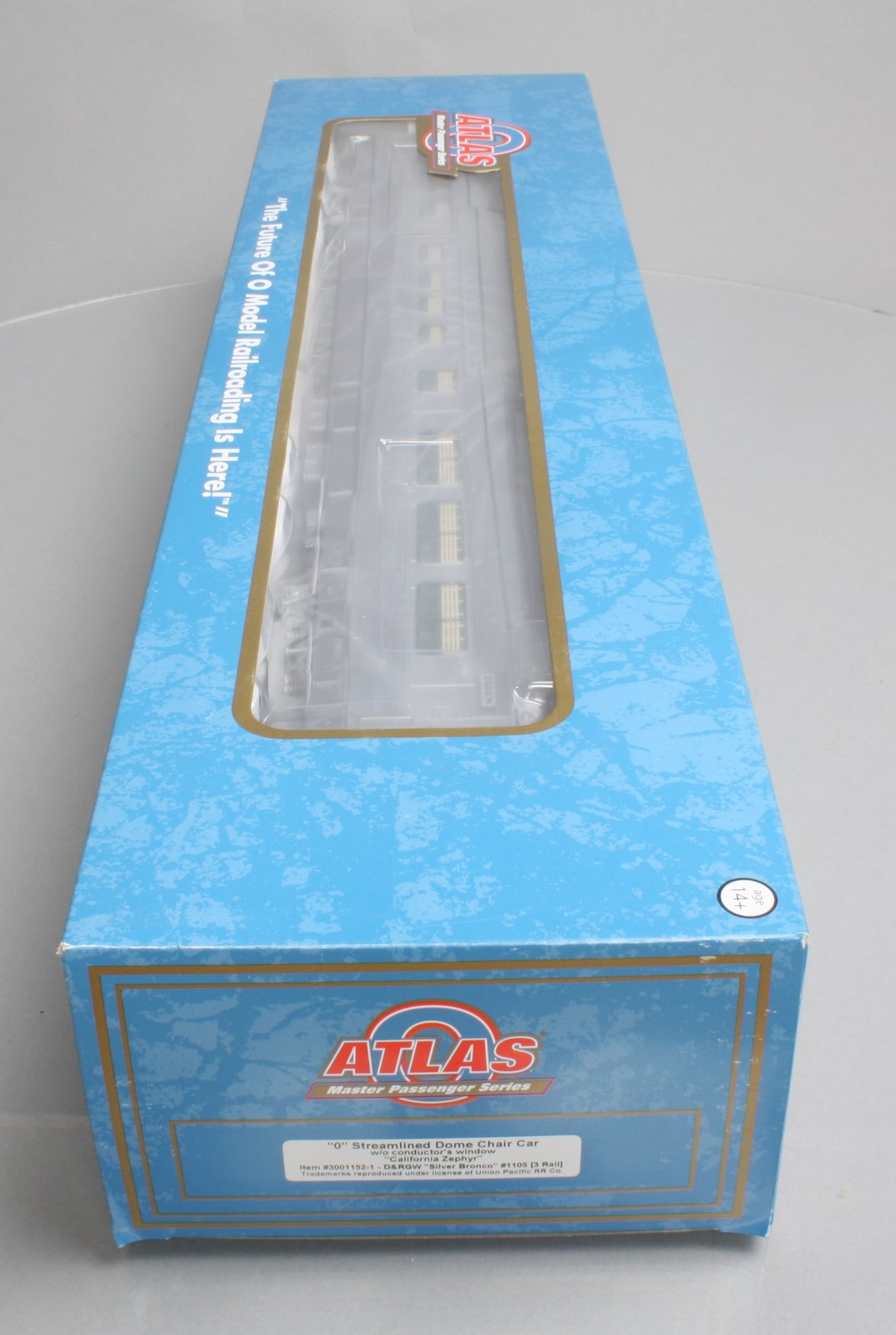 Atlas 30011521 O D&RGW "Silver Bronco" Streamlined Dome Chair Car (3-Rail)