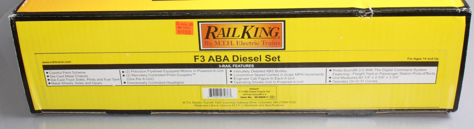 MTH 30-2944-1 Wabash F-3 ABA Diesel Engine Set w/PS 2.0 #2240/2254