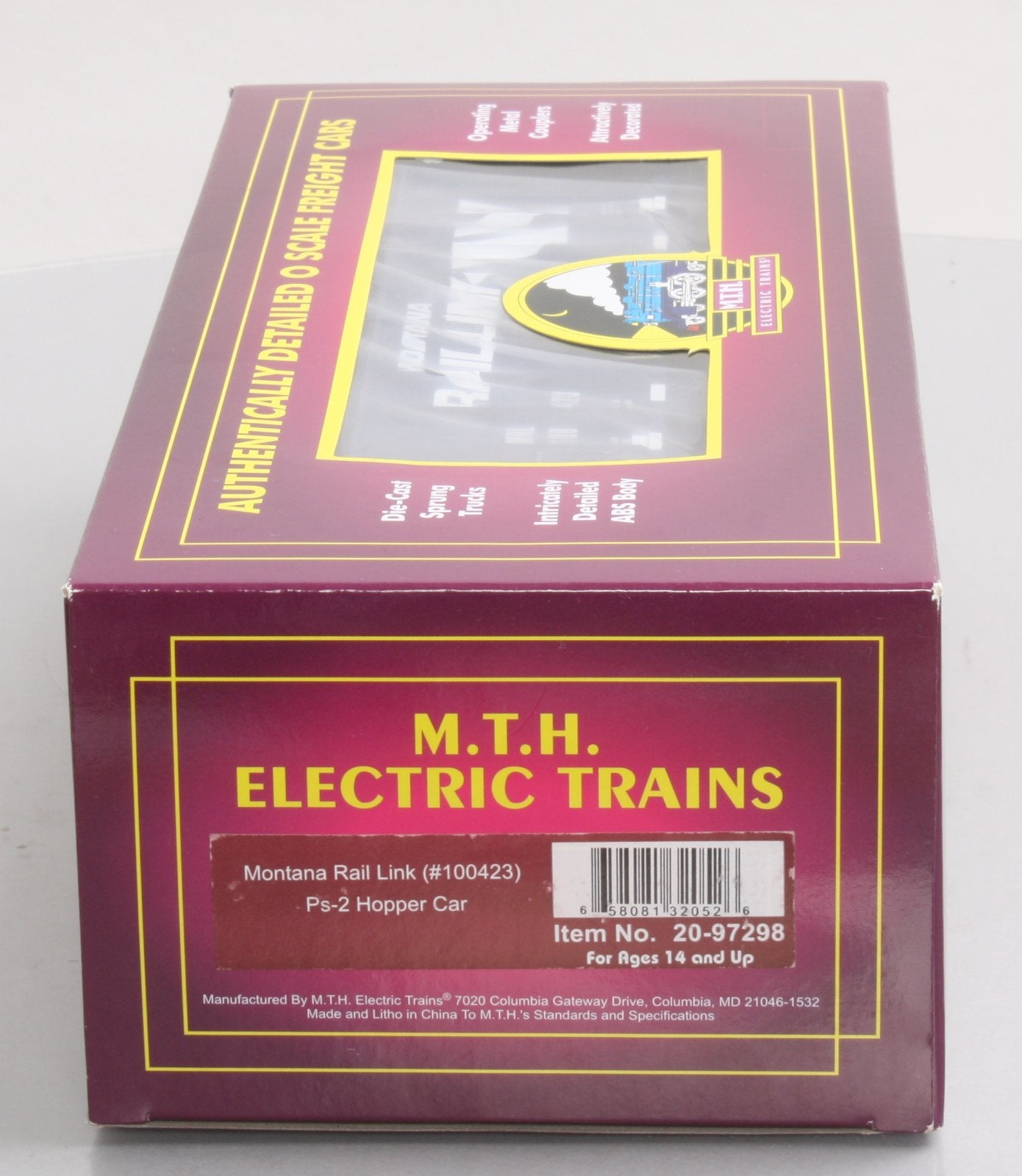 MTH 20-97298 O Gauge Montana Rail Link PS-2 Covered Hopper #100423