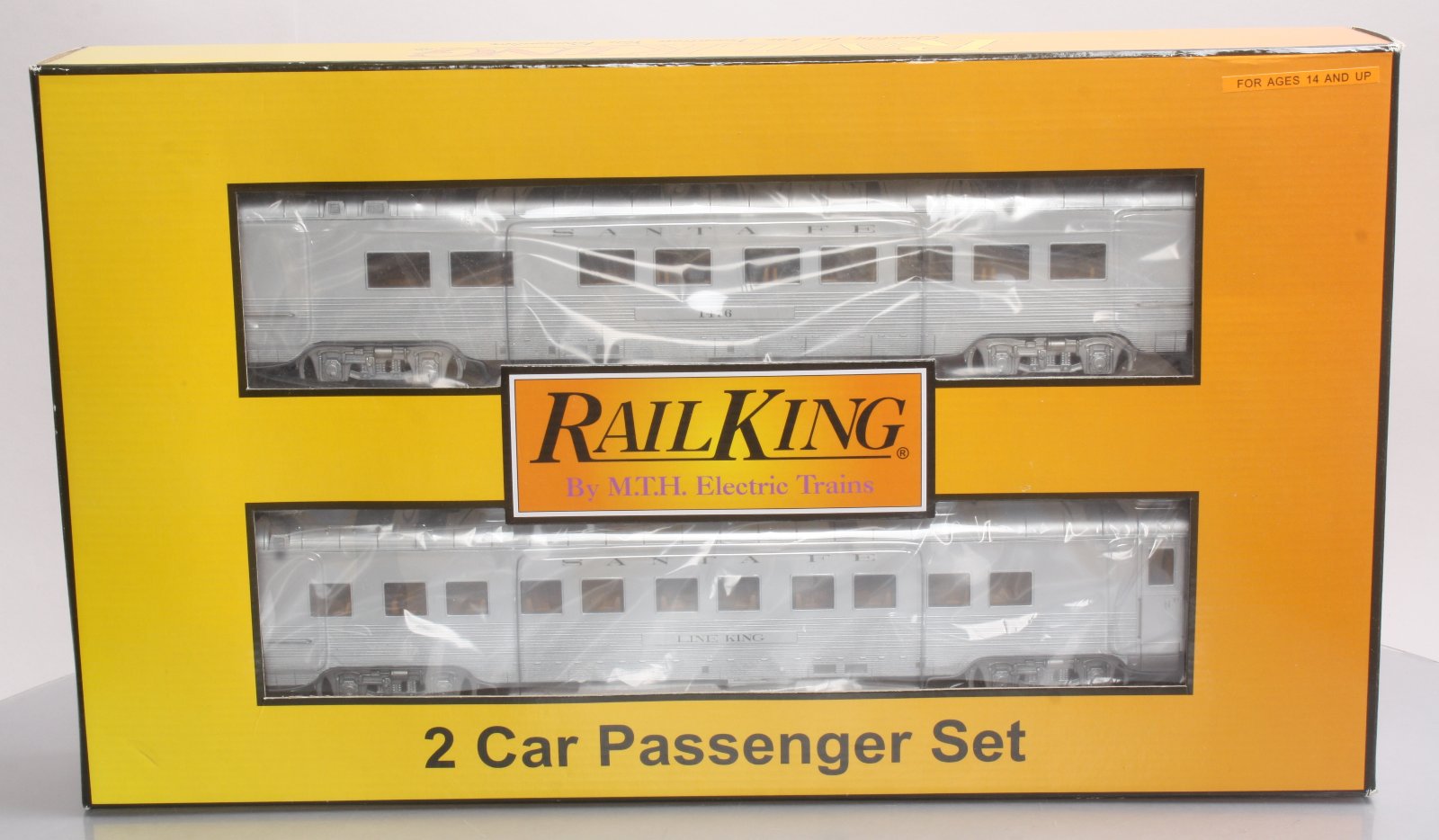 MTH 30-67704 O Gauge Santa Fe 2-Car 60' Streamlined Sleeper/Diner Passenger Set