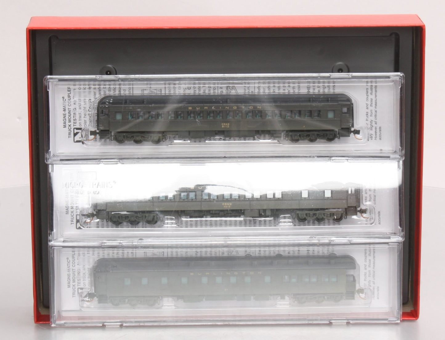 Micro-Trains 99305230 N CB&Q Heavyweight Passenger Car Runner Pack (Set of 3)