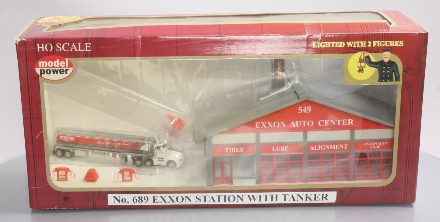 Model Power 689 HO Scale Built-up Exxon Station w/Tanker