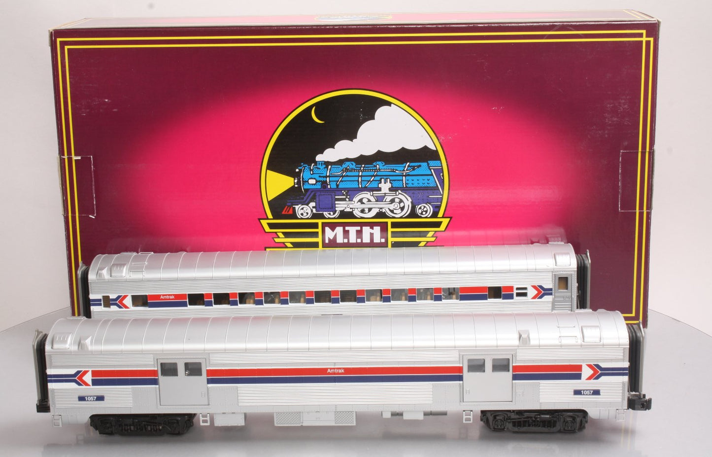 MTH 20-69155 Amtrak 2-Car 70' Streamlined Baggage/Coach Cars