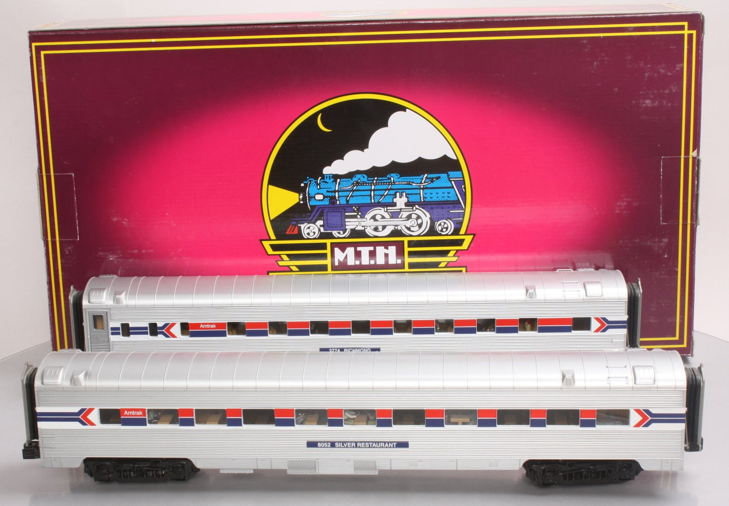 MTH 20-66155 Amtrak 2-Car 70' Streamlined Sleeper/Diner Pass Cars