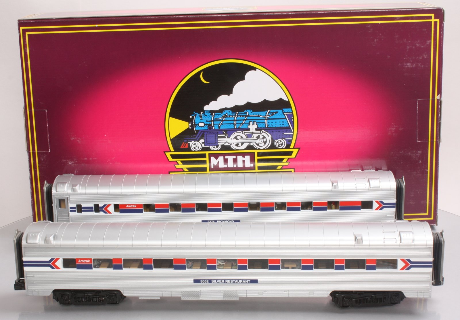 MTH 20-66155 Amtrak 2-Car 70' Streamlined Sleeper/Diner Pass Cars