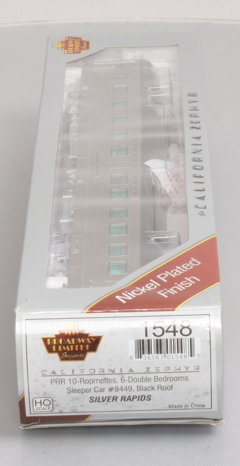 Broadway Limited 1548 HO Pennsylvania Zephyr 6 Double Bedroom Sleeper #8449