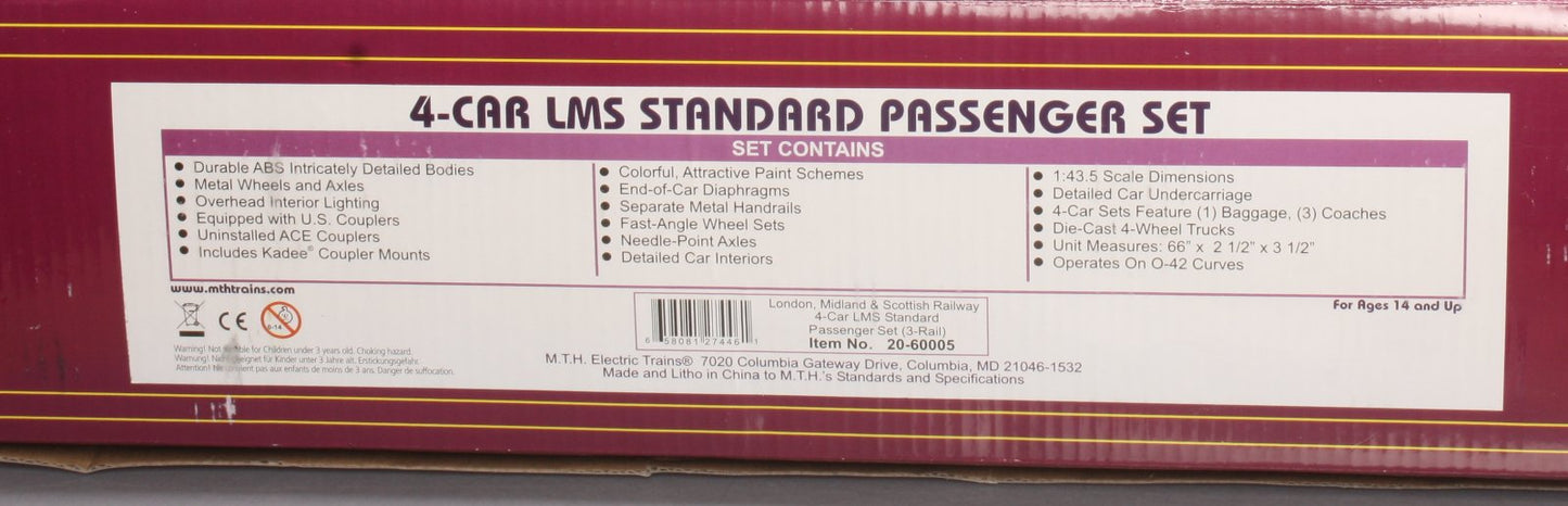 MTH 20-60005 O London, Midland & Scottish LMS Standard Passenger Set (Set of 4)