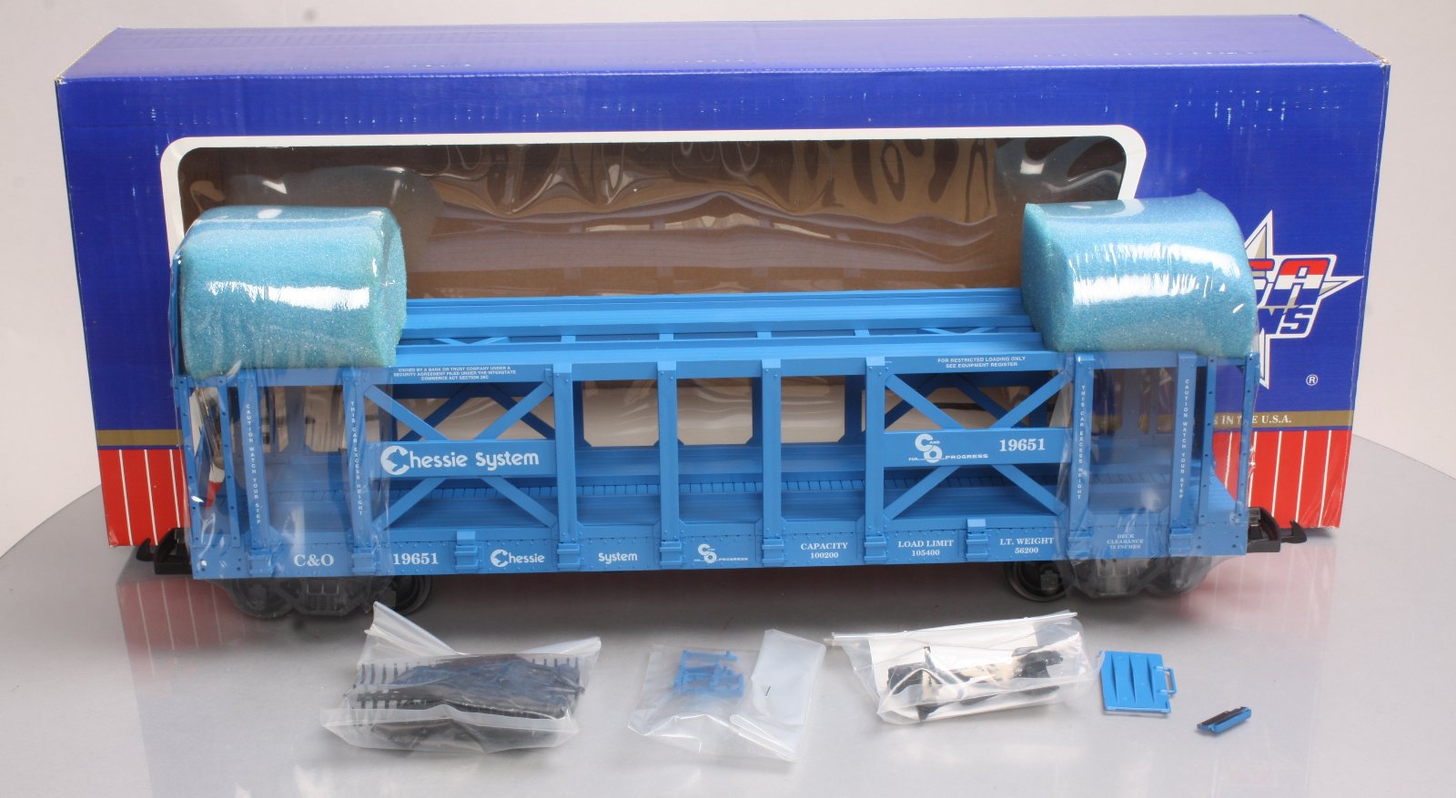 USA Trains 17229 G Chesapeake & Ohio Double-Deck Auto Rack #19651 Blue