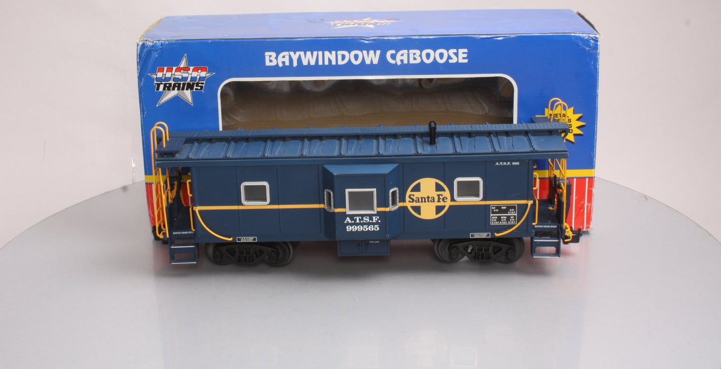 USA Trains R12051 G ATSF Bay Window Caboose #999565 - Metal Wheels