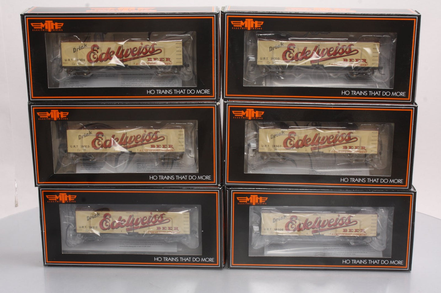 MTH 80-90023 HO Edelweiss Beer R40-2 Reefer Car Set (Set of 6)