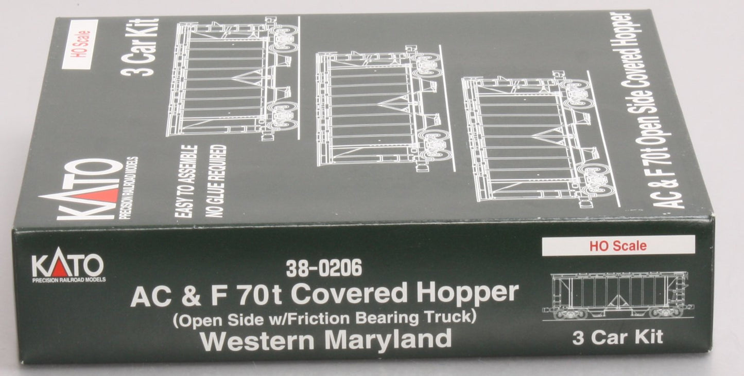 Kato 38-0206 HO Western Maryland ACF Hopper Car Kit (Set of 3)